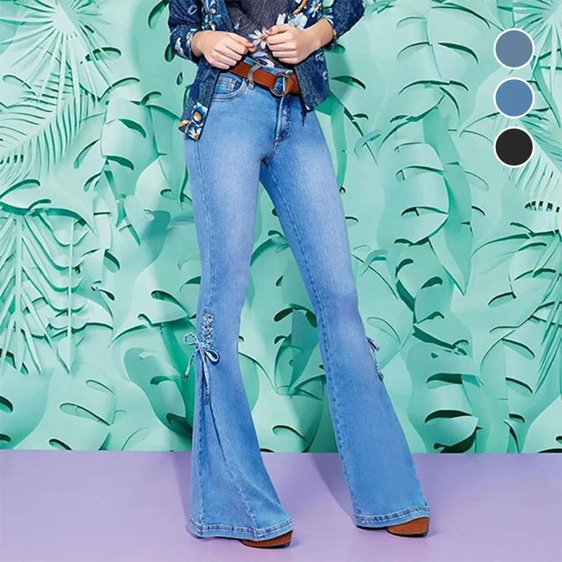 70S HIP HUGGER BELL BOTTOMS STRETCHY JEANS