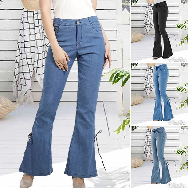 70S HIP HUGGER BELL BOTTOMS STRETCHY JEANS