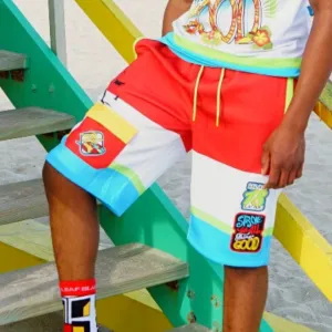 All Things Good Colorblock Patch Vacation Shorts