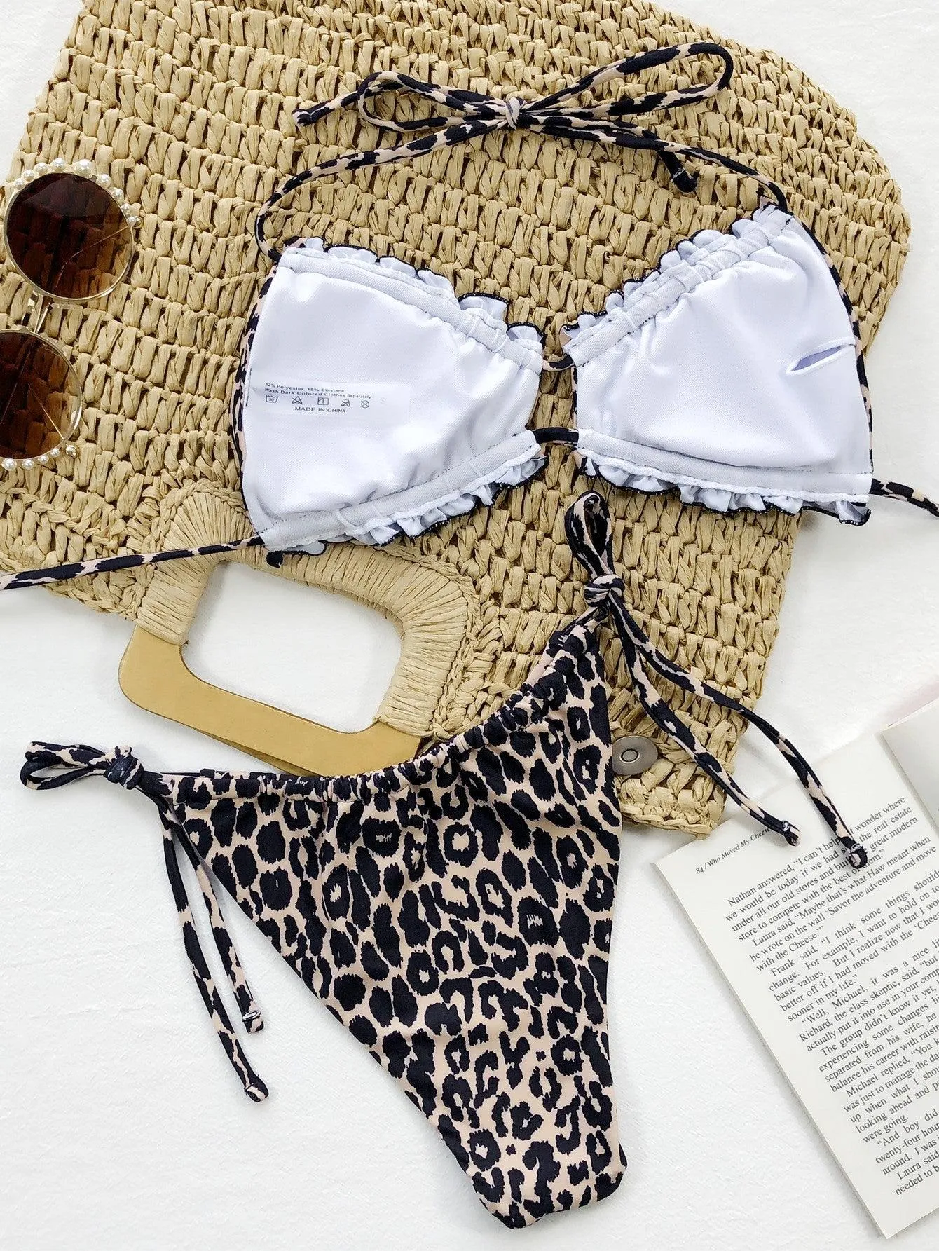Aquaholic Halter Tie Waist String Bikini Set