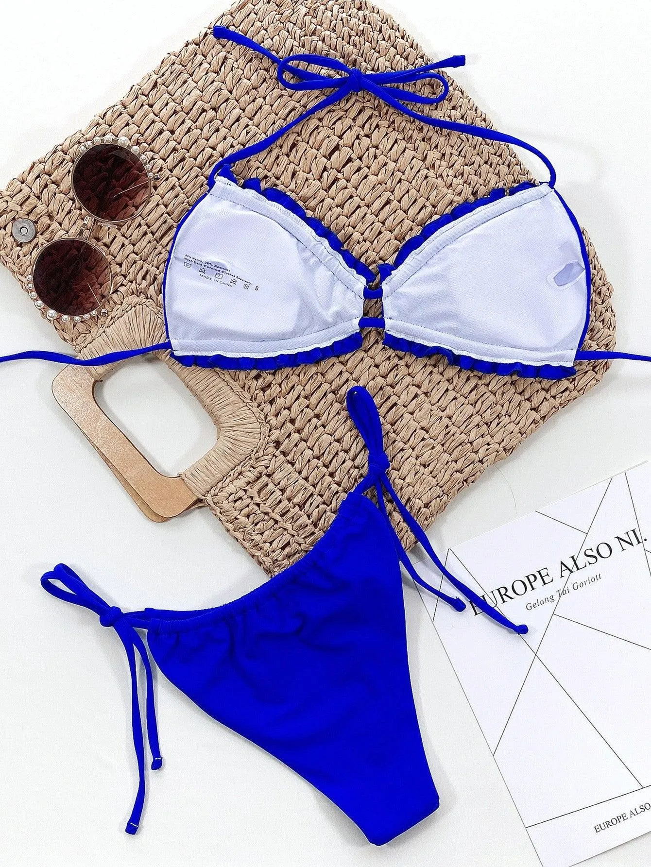 Aquaholic Halter Tie Waist String Bikini Set