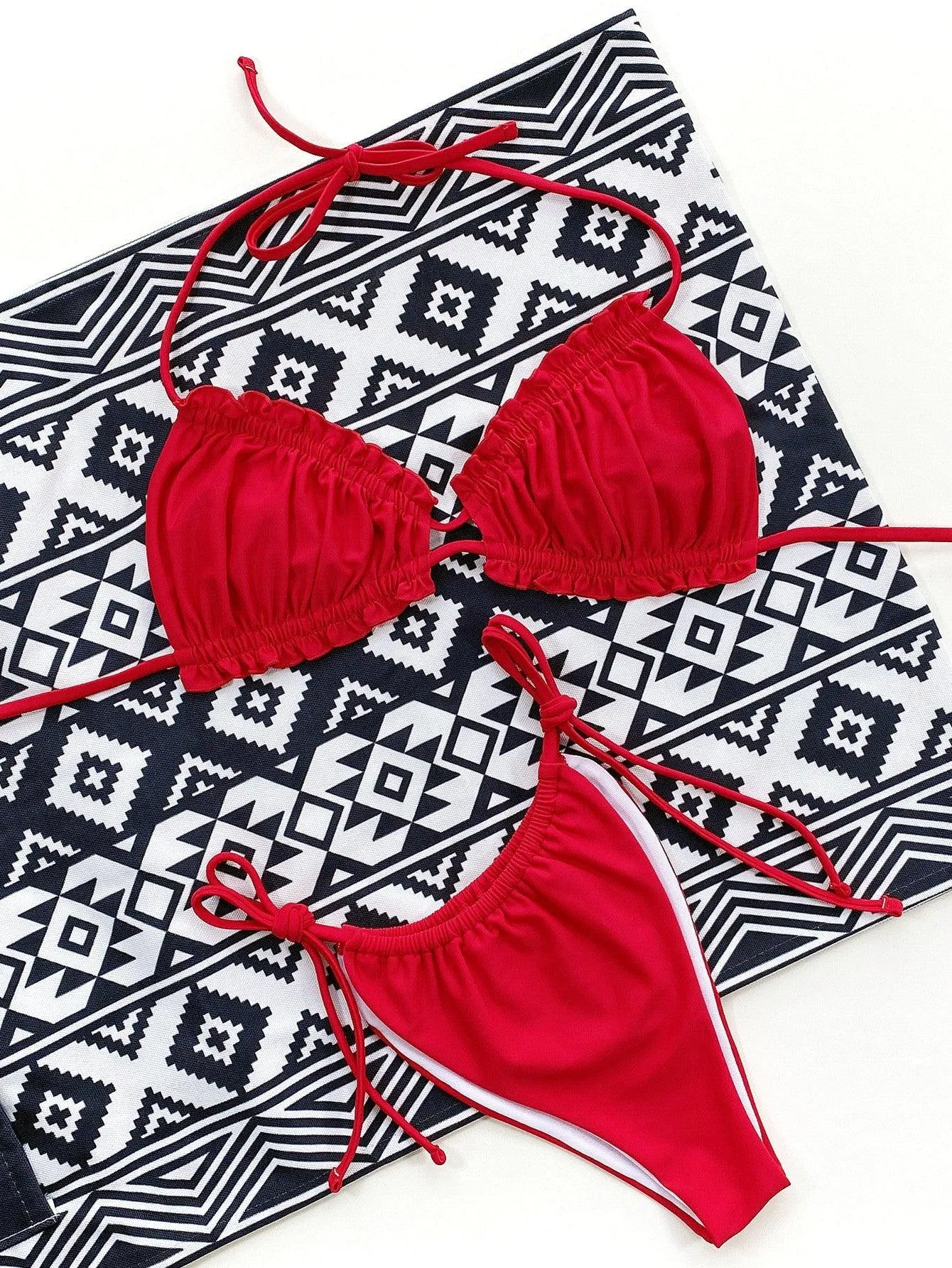 Aquaholic Halter Tie Waist String Bikini Set