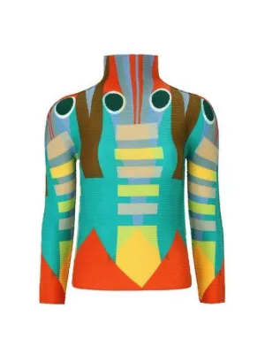 Ashore Ripple Stretch Bright Color Long Sleeve Modern Art Geometric Casual Fit Elegant New
