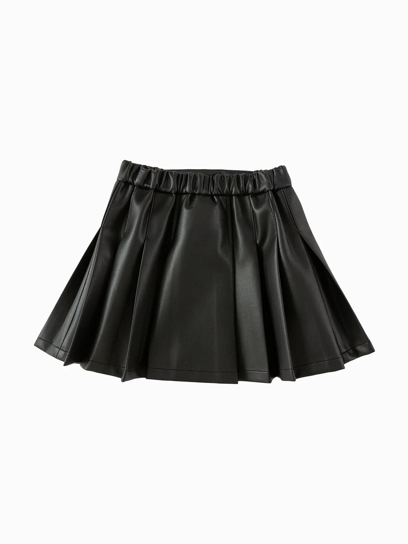 Balabala Children's Clothing Girls' Skirt Imitation Leather Skirt 2025 Spring New Style Pleated Skirt