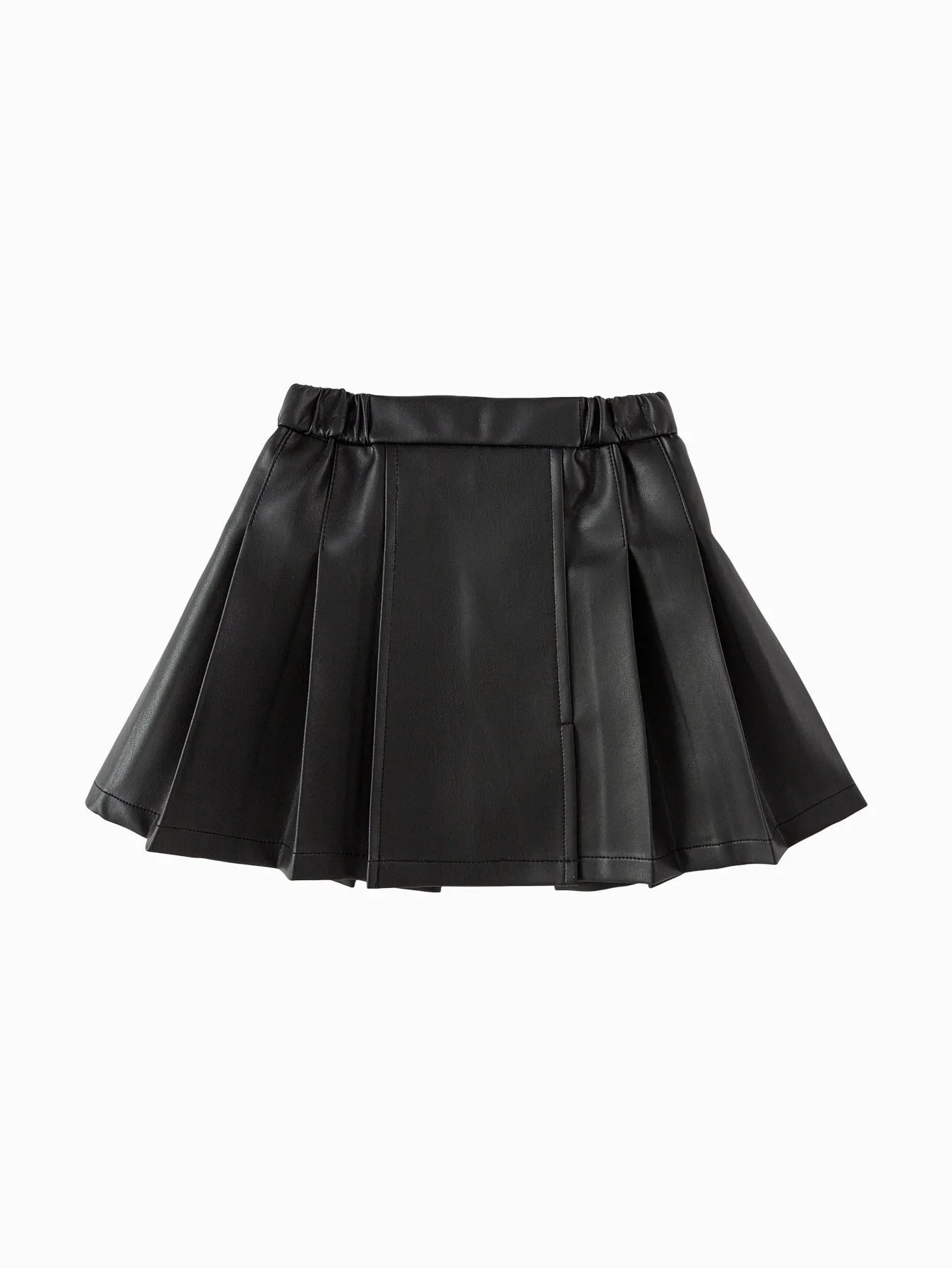 Balabala Children's Clothing Girls' Skirt Imitation Leather Skirt 2025 Spring New Style Pleated Skirt