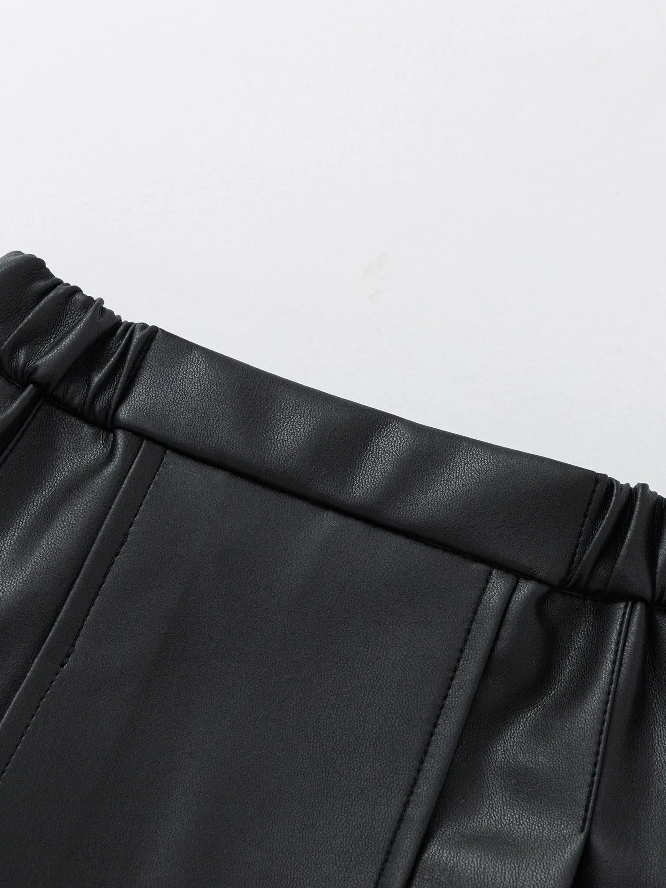 Balabala Children's Clothing Girls' Skirt Imitation Leather Skirt 2025 Spring New Style Pleated Skirt