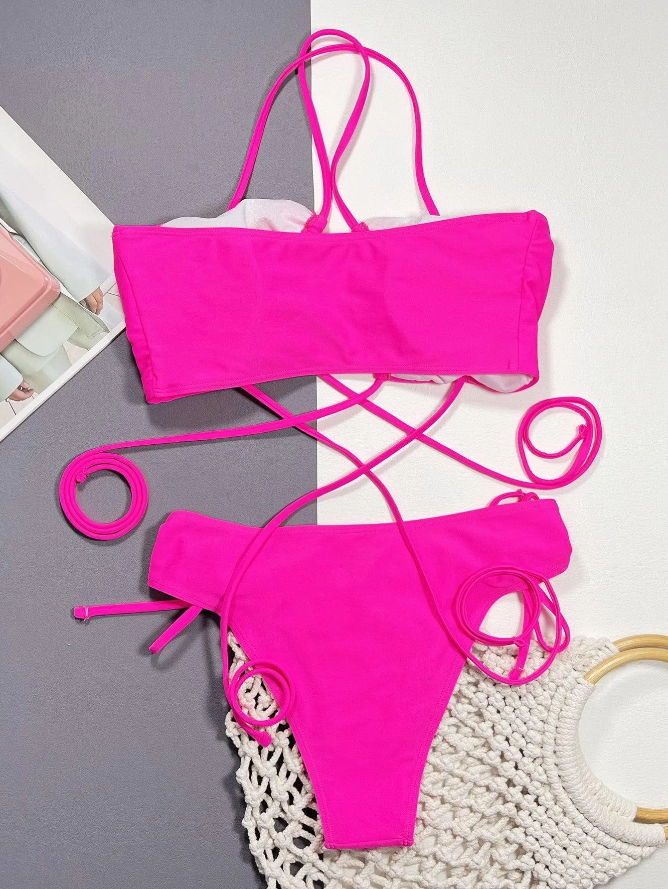 Barbie Era Drawstring Side Strappy Bikini Set