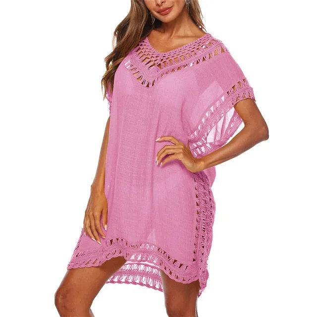 Beach Dress Tunic Solid Bikini Cover Up