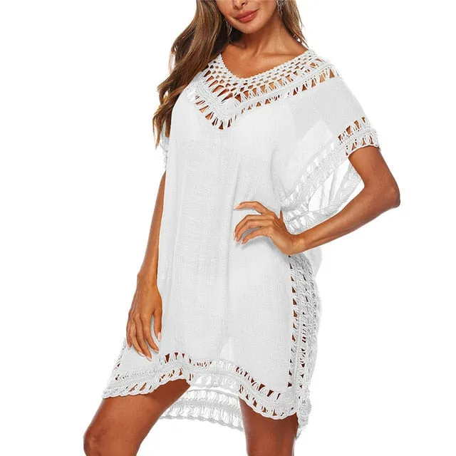 Beach Dress Tunic Solid Bikini Cover Up