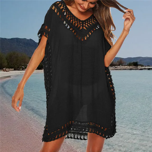 Beach Dress Tunic Solid Bikini Cover Up