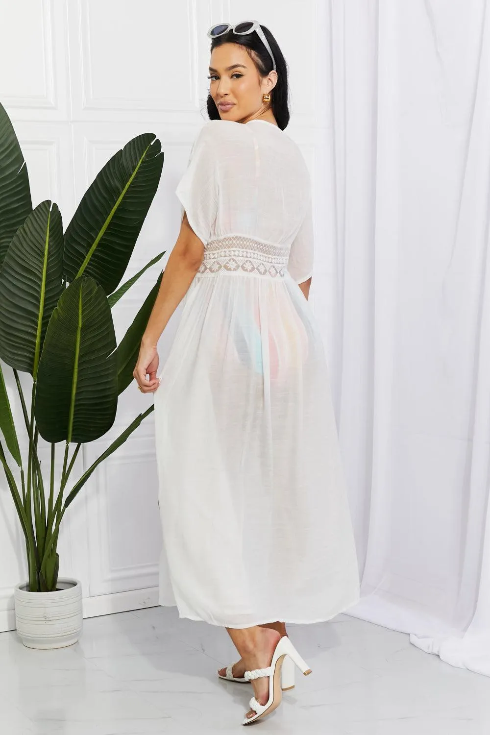 Beachy Essence Open Front White Maxi Cover-Up Dress