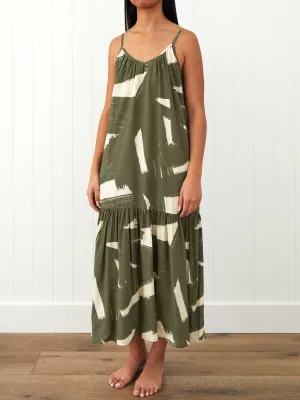 Belize Modal Strappy Dress in Olive Natural