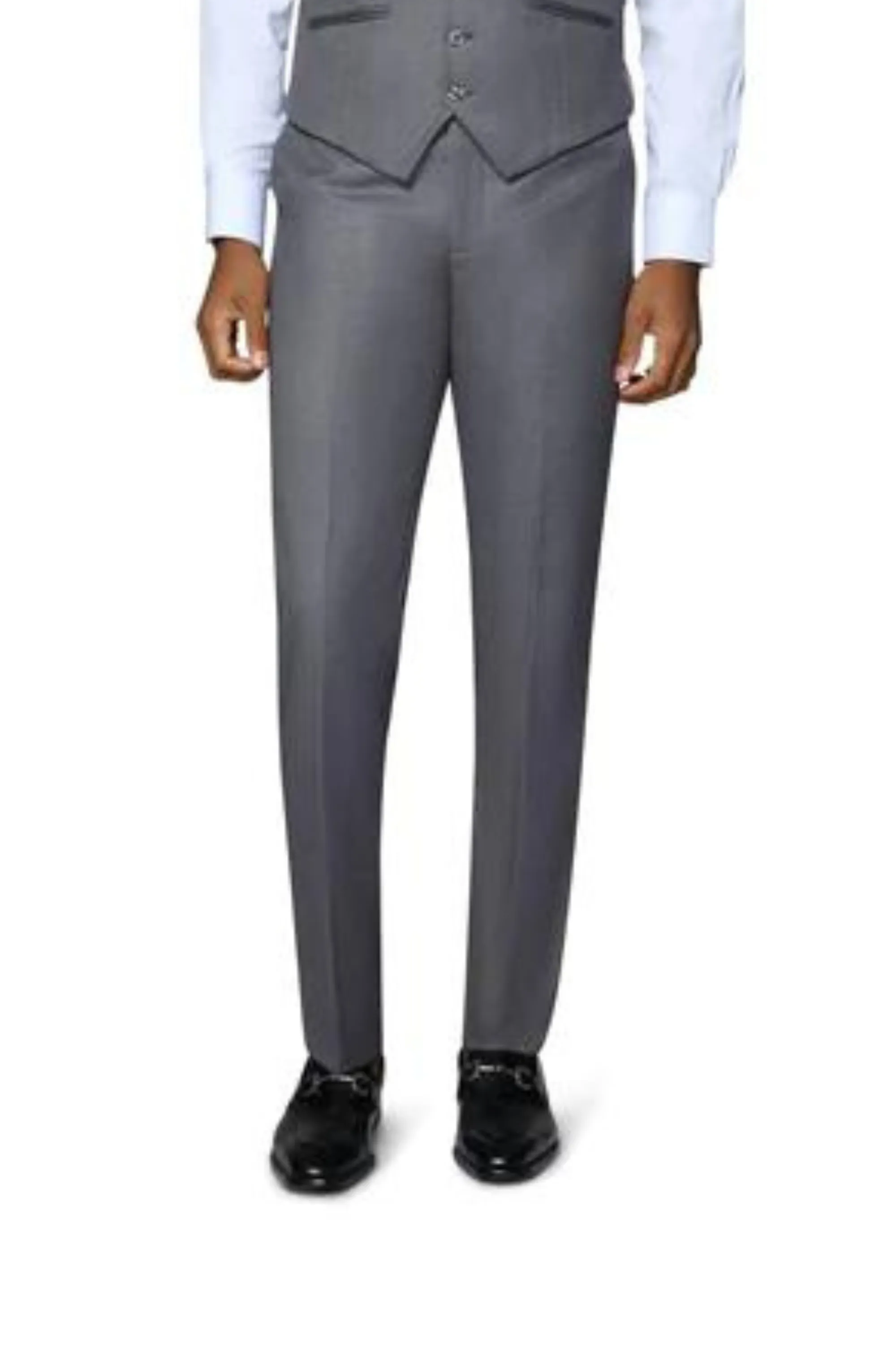 Bergamo Orange Solid Modern Fit Pants - Medium Grey