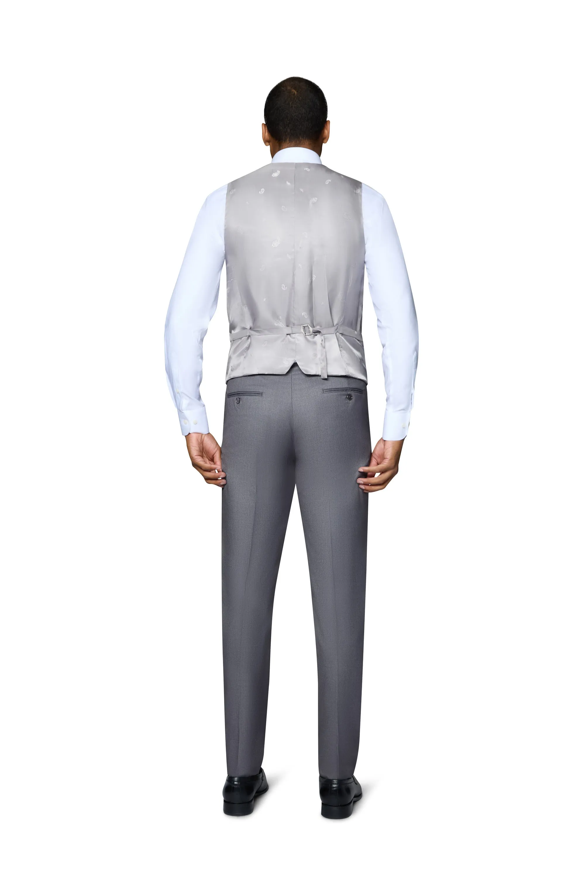 Bergamo Orange Solid Modern Fit Pants - Medium Grey