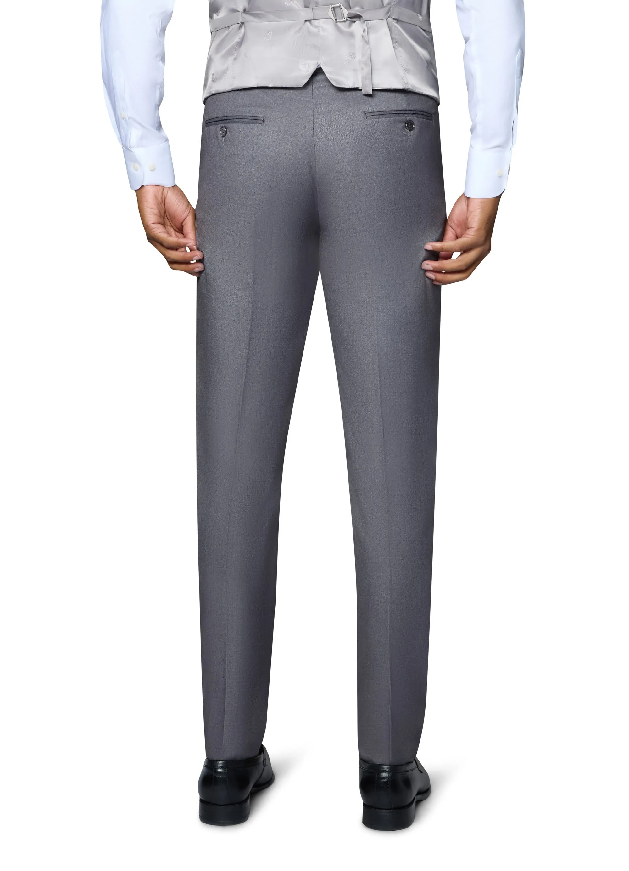 Bergamo Orange Solid Modern Fit Pants - Medium Grey