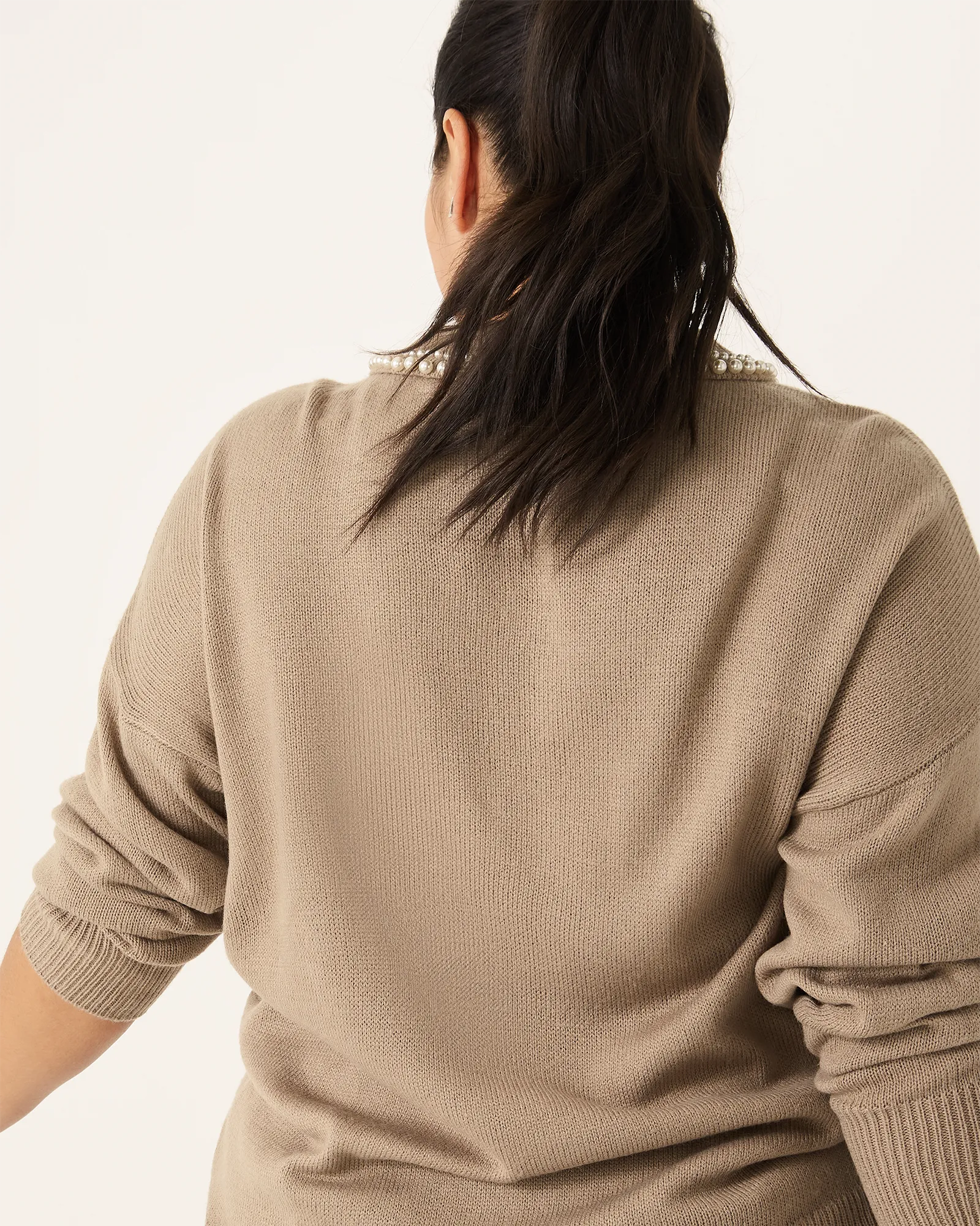 Beryl Pearl-Collar Sweater | Brown