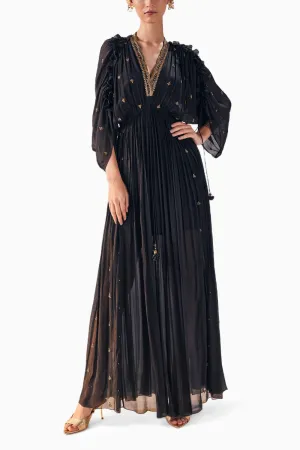 Black Enchanting Chiffon Plunge Kaftan