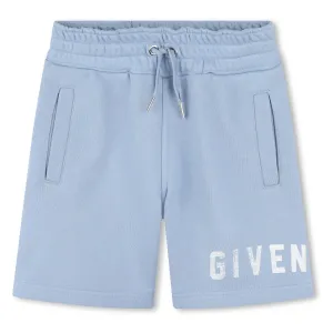 Blue Logo Print Bermuda Shorts