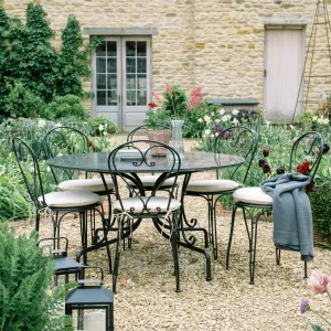 Boscombe 6 Seater Round Table with Granite Top, Black