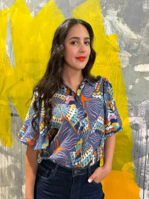 Bright Balloon Sleeve Blouse