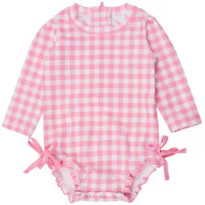 Bubblegum Gingham Long Sleeve One Piece Rash Guard
