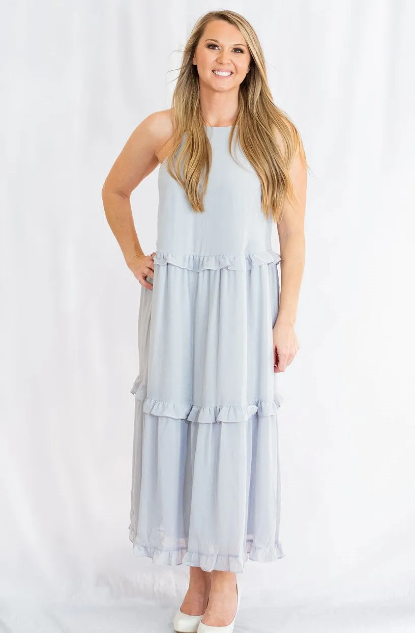 Cami Woven Midi Dress with Ruffled Detail by She   Sky
