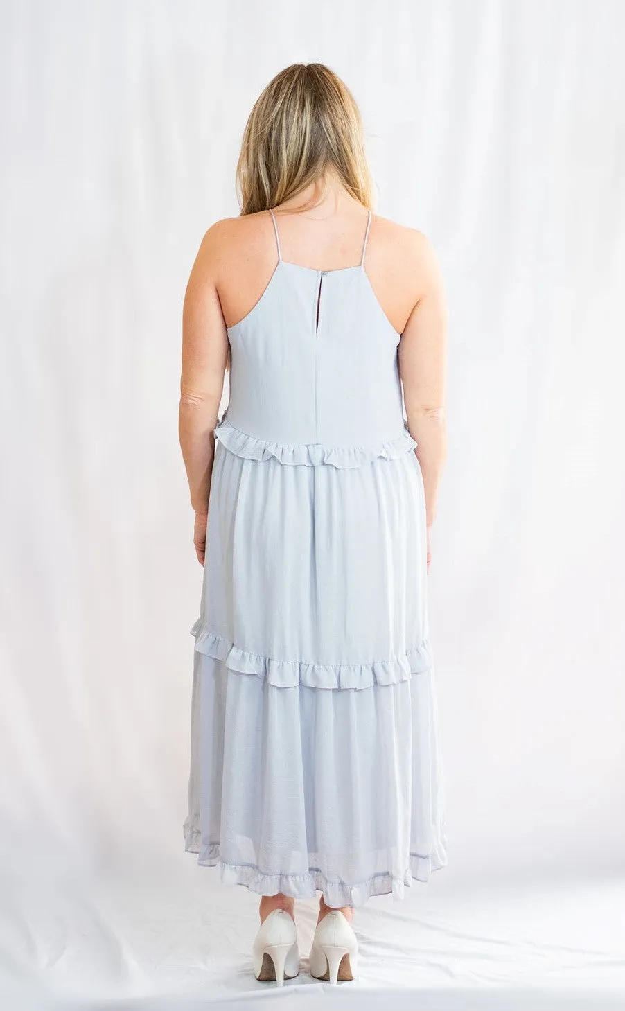 Cami Woven Midi Dress with Ruffled Detail by She   Sky