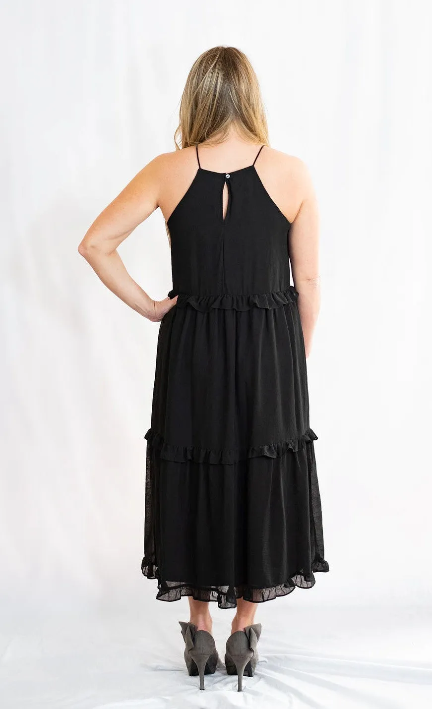 Cami Woven Midi Dress with Ruffled Detail by She   Sky