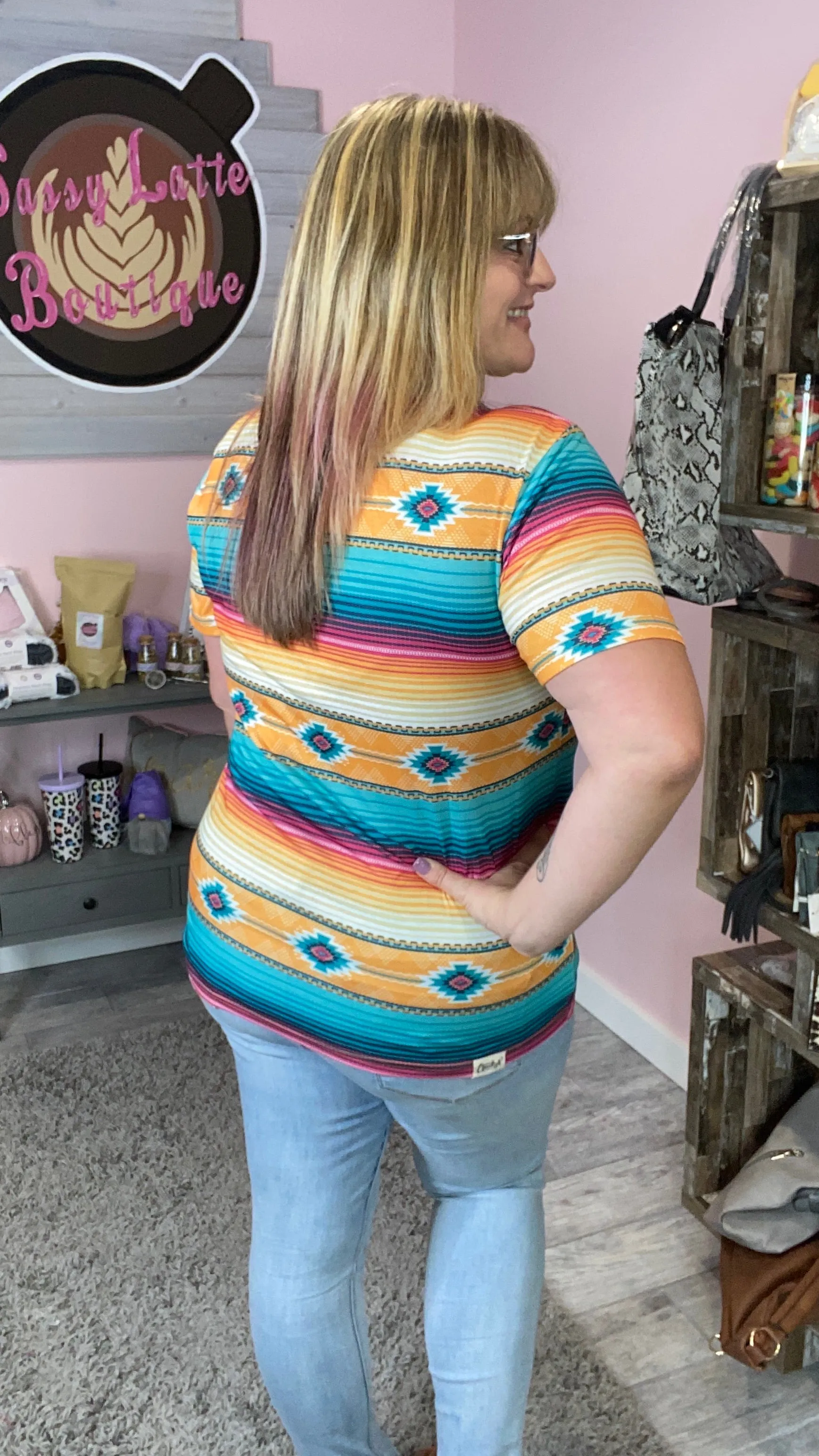 Cancun Serape Scoop Neck Tee