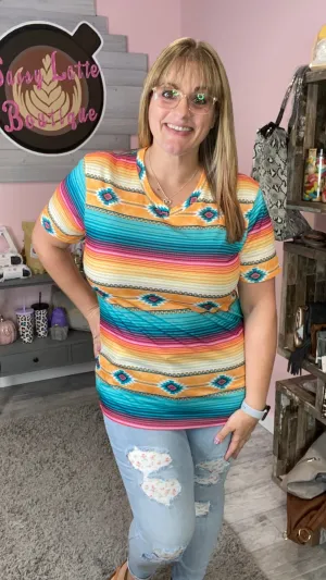 Cancun Serape Scoop Neck Tee