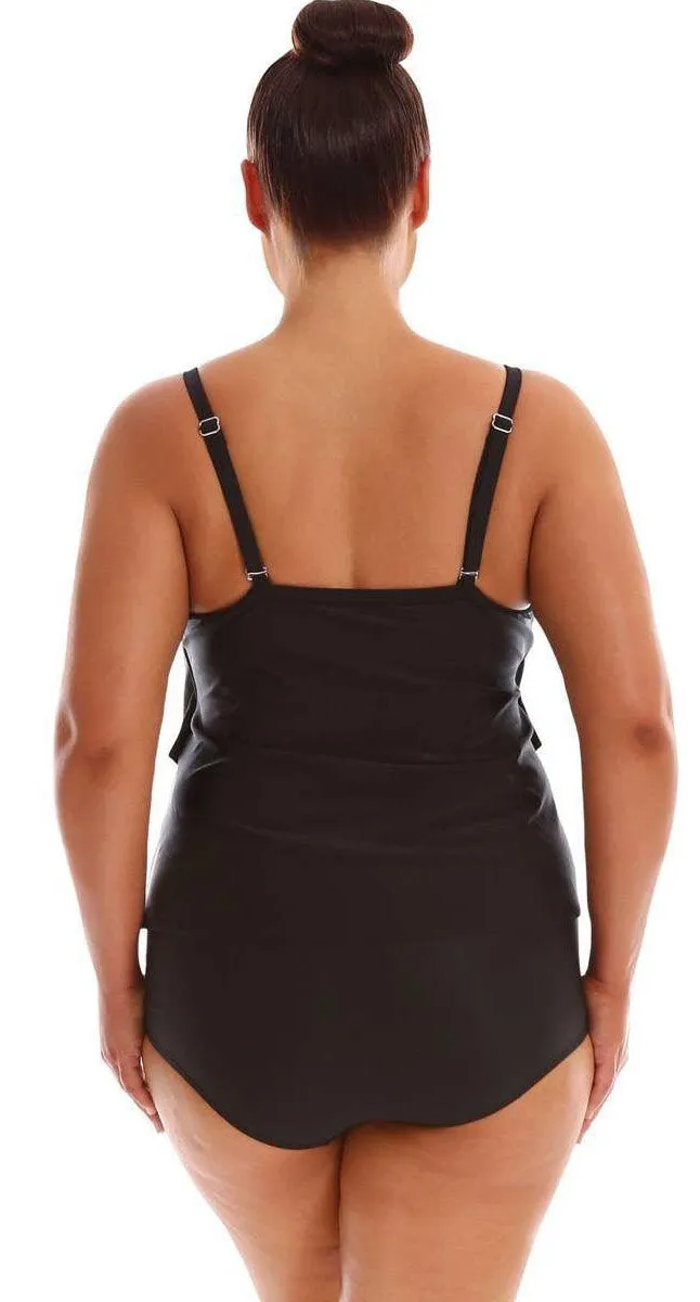 Capriosca Black 3 Tier Tankini Top