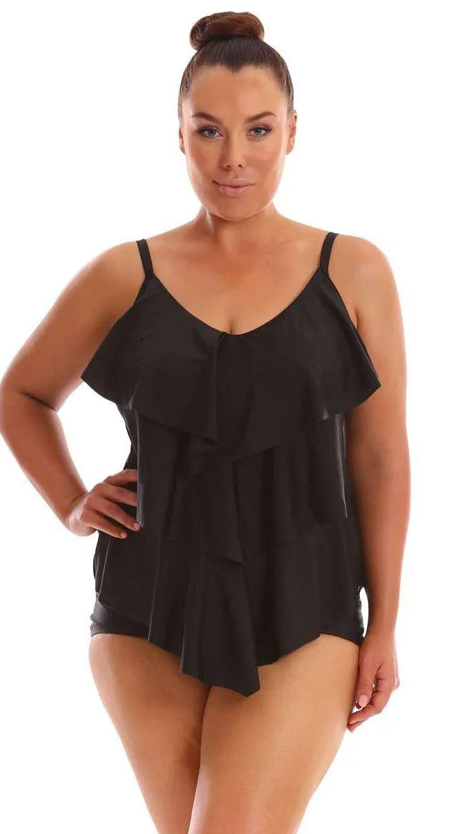 Capriosca Black 3 Tier Tankini Top
