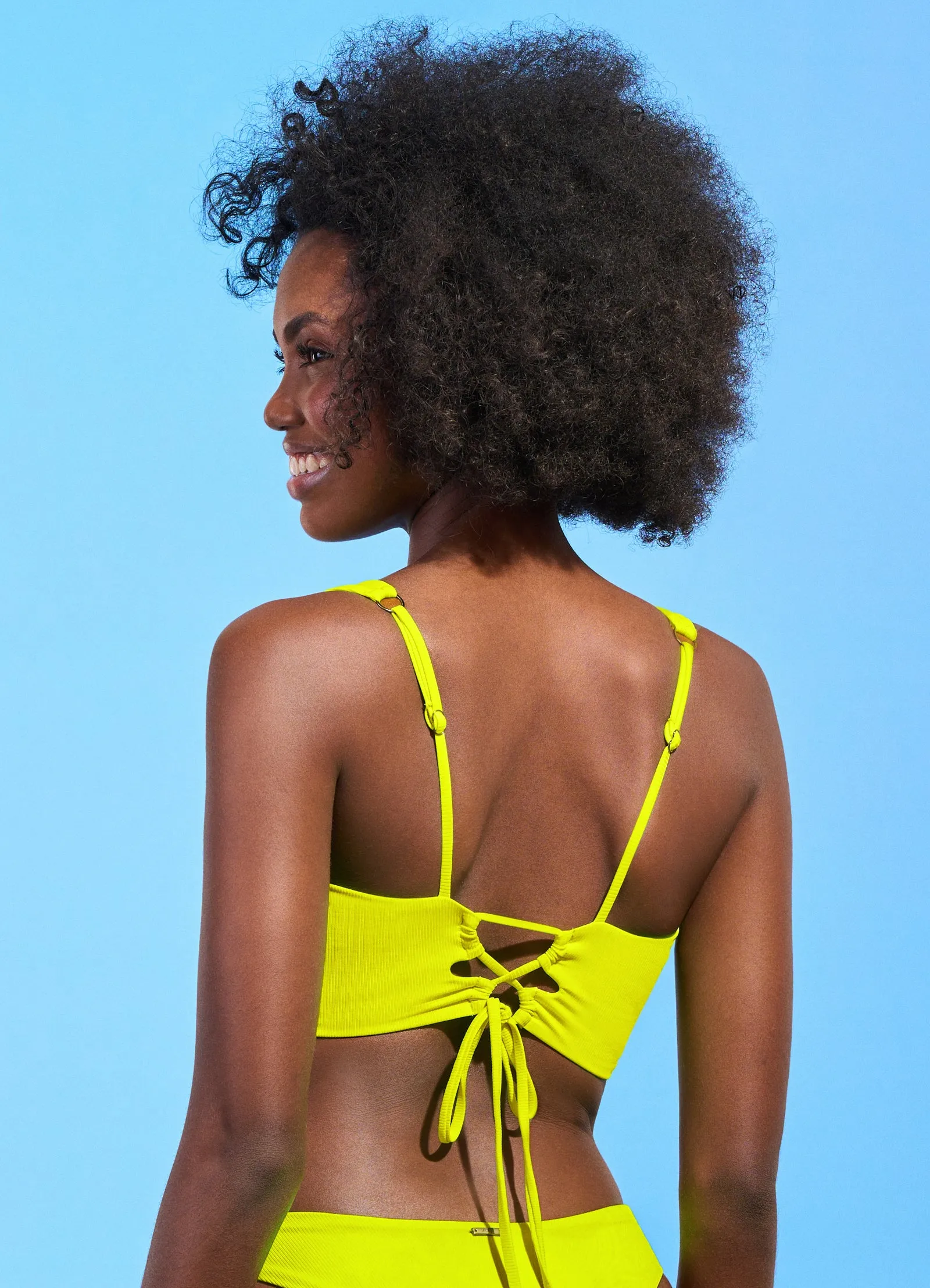 Chartreuse Vico V Wire Bralette Bikini Top