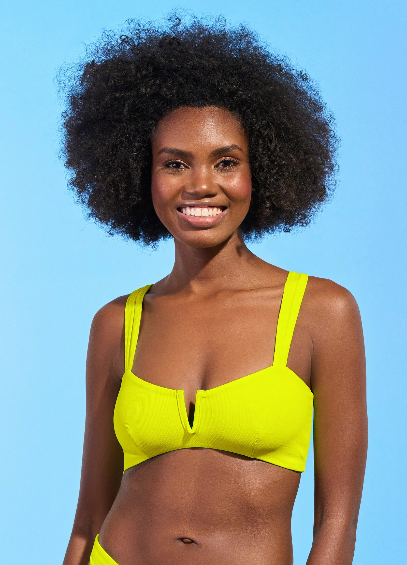 Chartreuse Vico V Wire Bralette Bikini Top