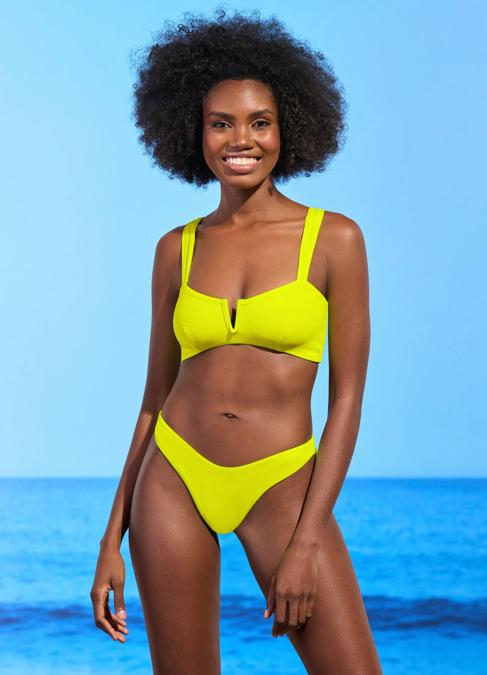 Chartreuse Vico V Wire Bralette Bikini Top