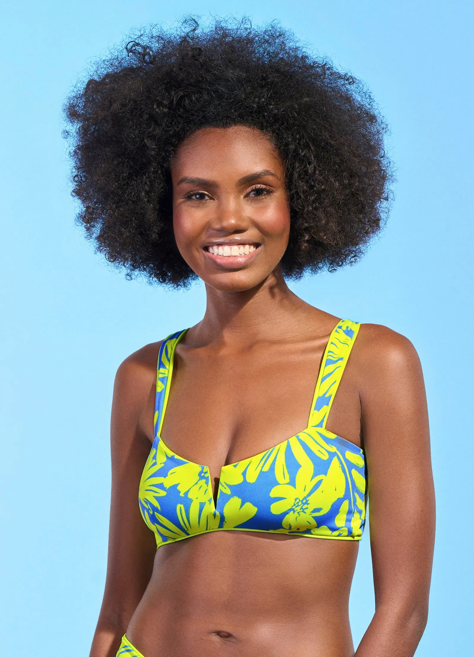 Chartreuse Vico V Wire Bralette Bikini Top