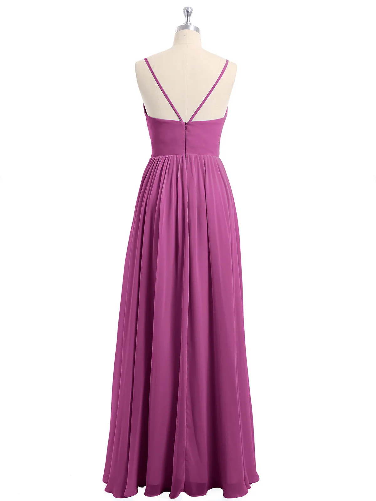 Chiffon Bridesmaid Dresses with Spaghetti Straps-Orchid Plus Size