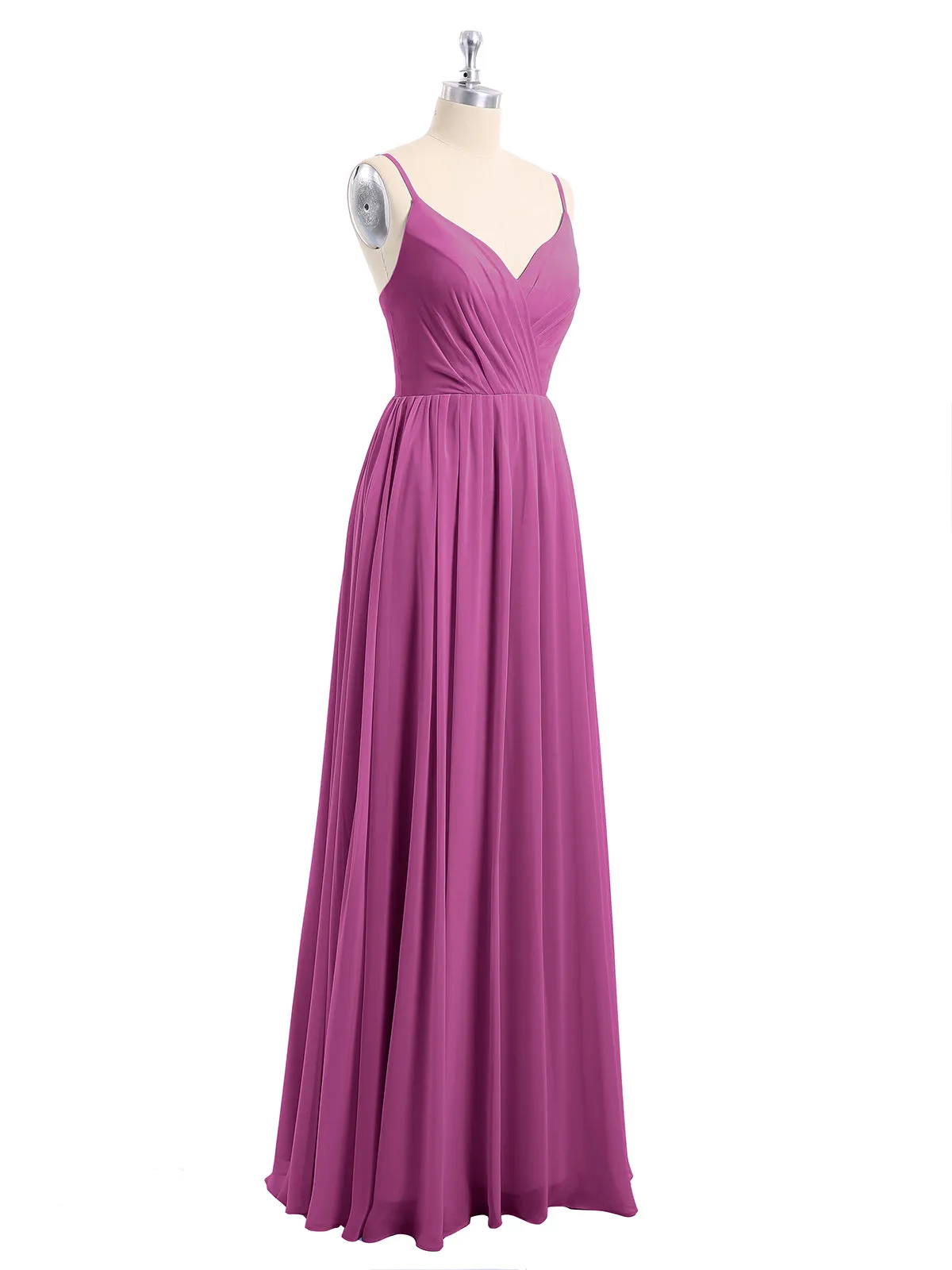 Chiffon Bridesmaid Dresses with Spaghetti Straps-Orchid Plus Size