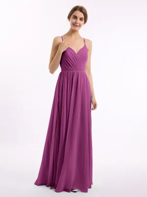 Chiffon Bridesmaid Dresses with Spaghetti Straps-Orchid Plus Size