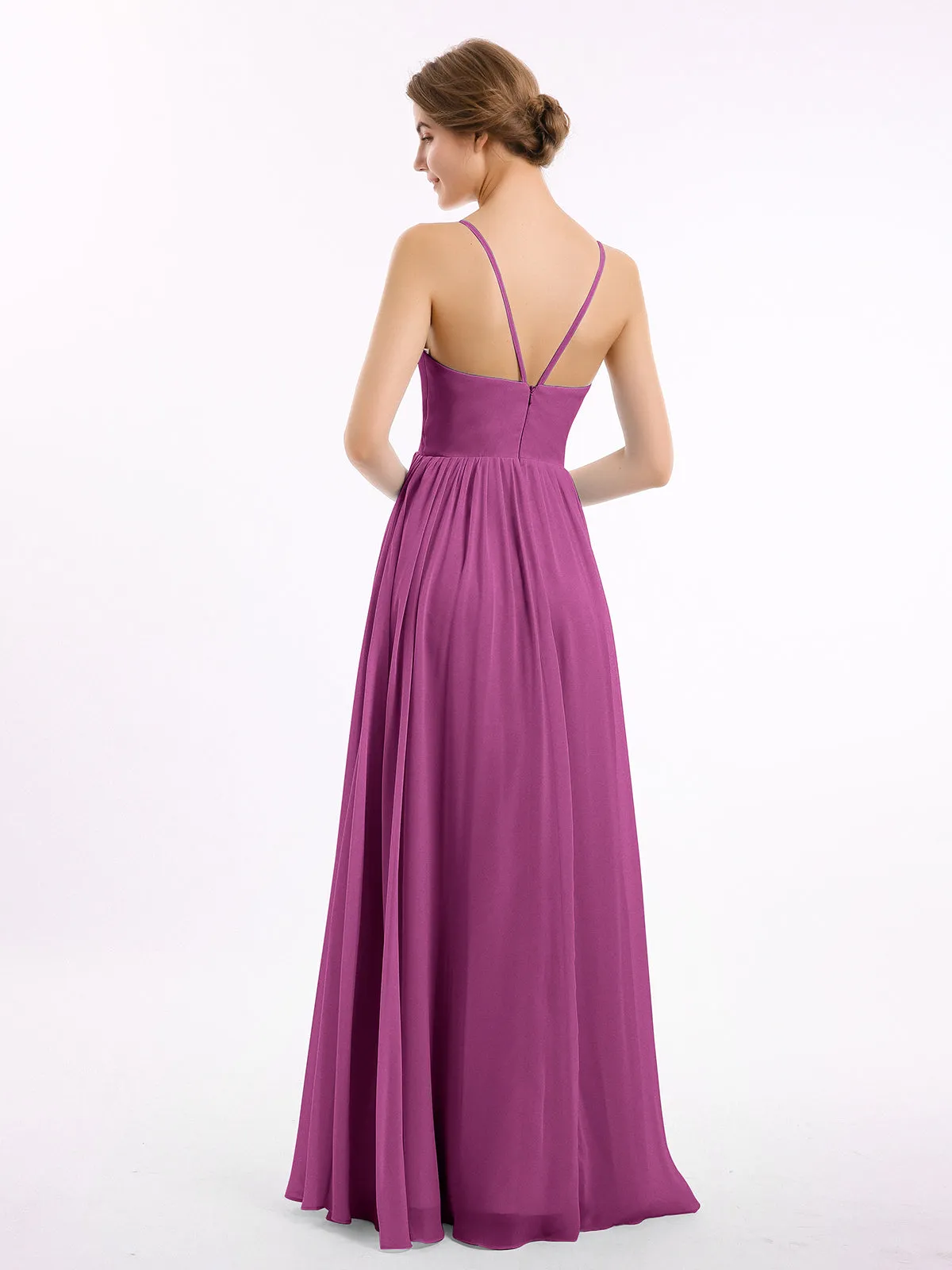 Chiffon Bridesmaid Dresses with Spaghetti Straps-Orchid Plus Size