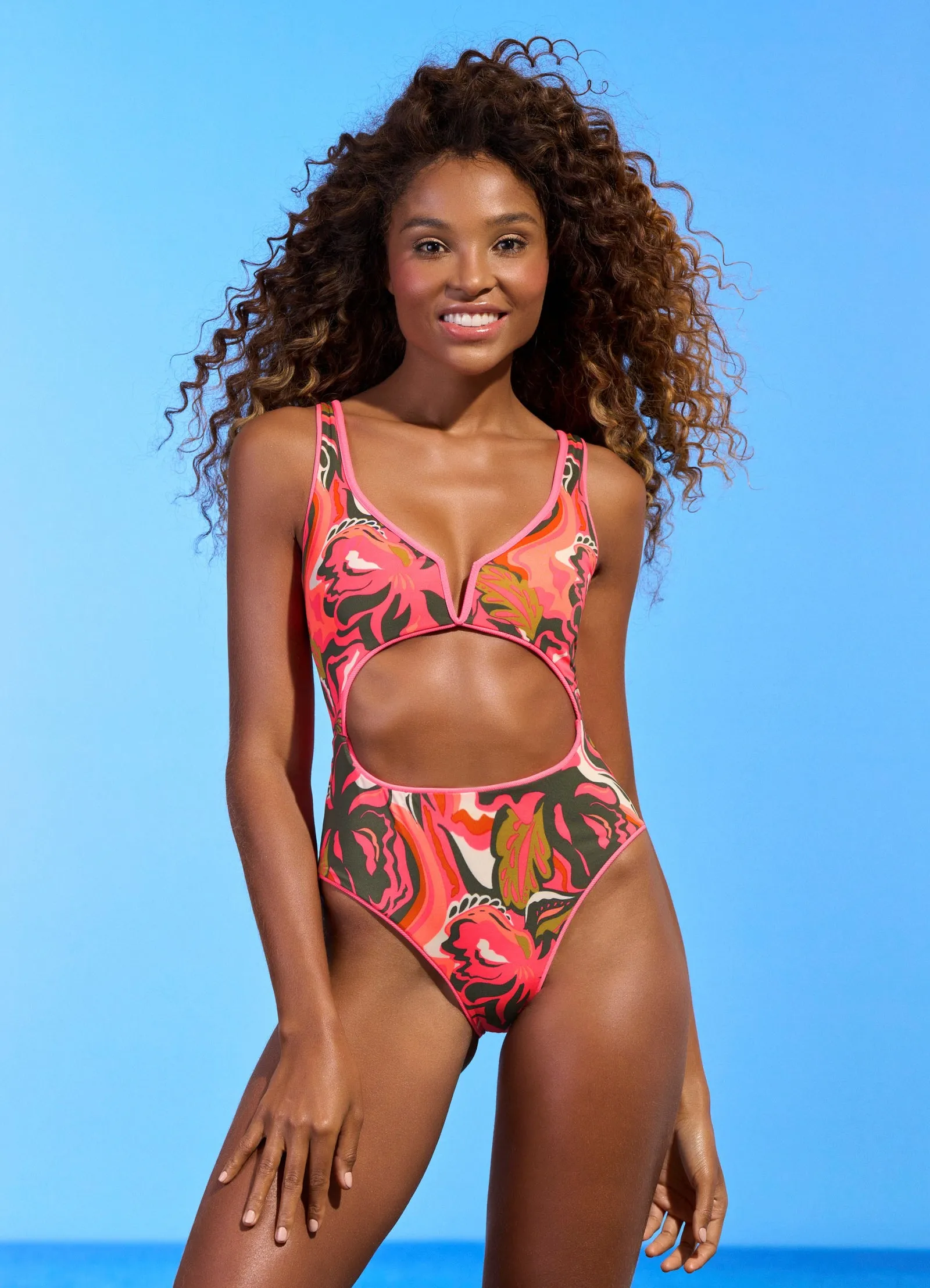 Coral Lava Vacay U Wire Reversible One Piece Swimsuit