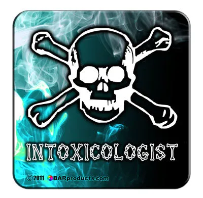 Cork Bottom Coasters - Intoxicologist Theme - 4"