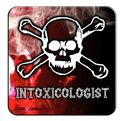 Cork Bottom Coasters - Intoxicologist Theme - 4"