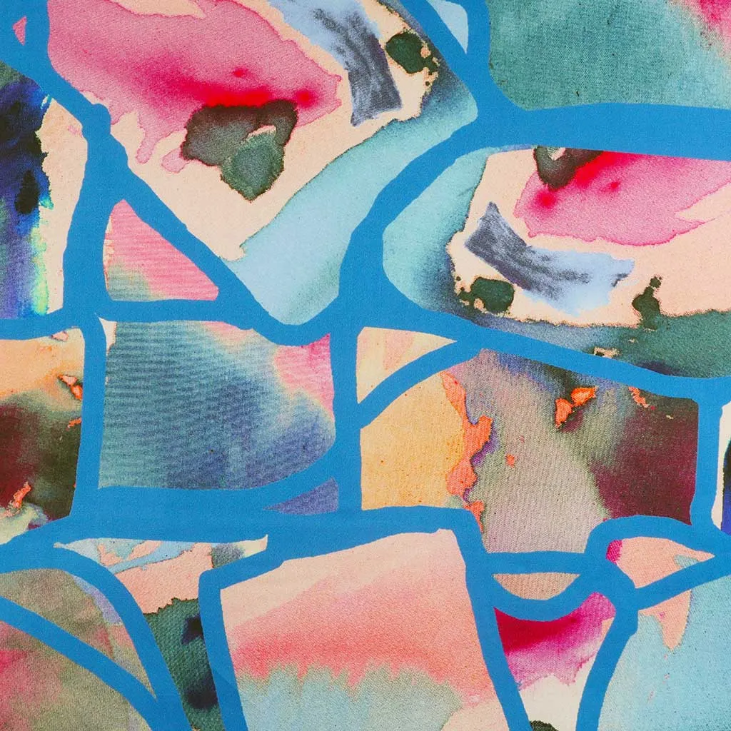 Cotton Satin - Blue Resonate Neon Woven Fabric by Nerida Hansen