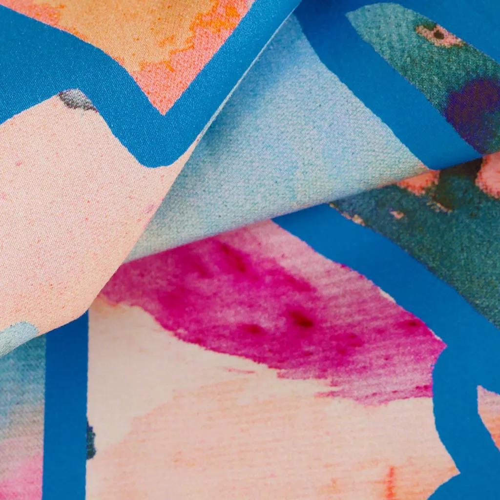 Cotton Satin - Blue Resonate Neon Woven Fabric by Nerida Hansen