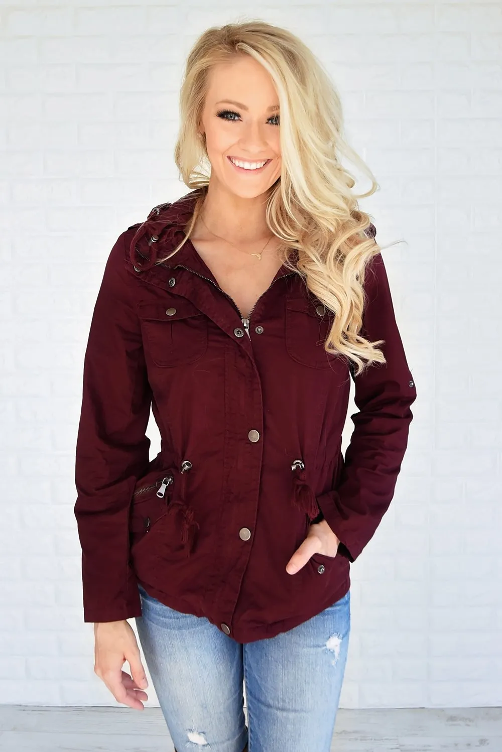 Crisp Leaves & Cool Breeze Fall Jacket ~ Burgundy