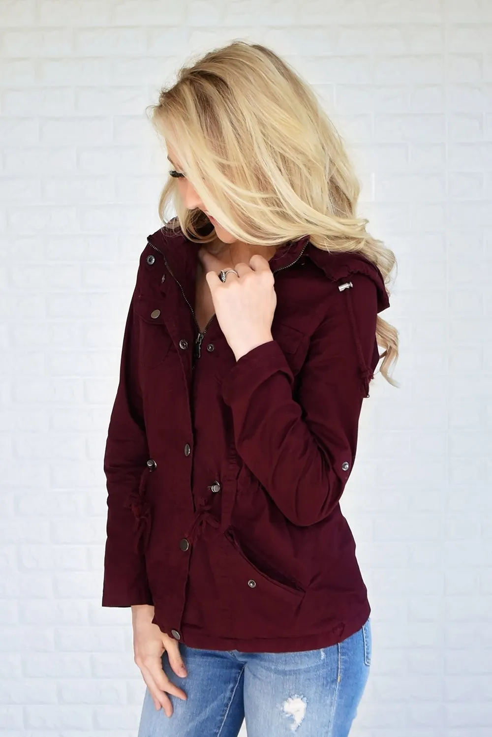 Crisp Leaves & Cool Breeze Fall Jacket ~ Burgundy