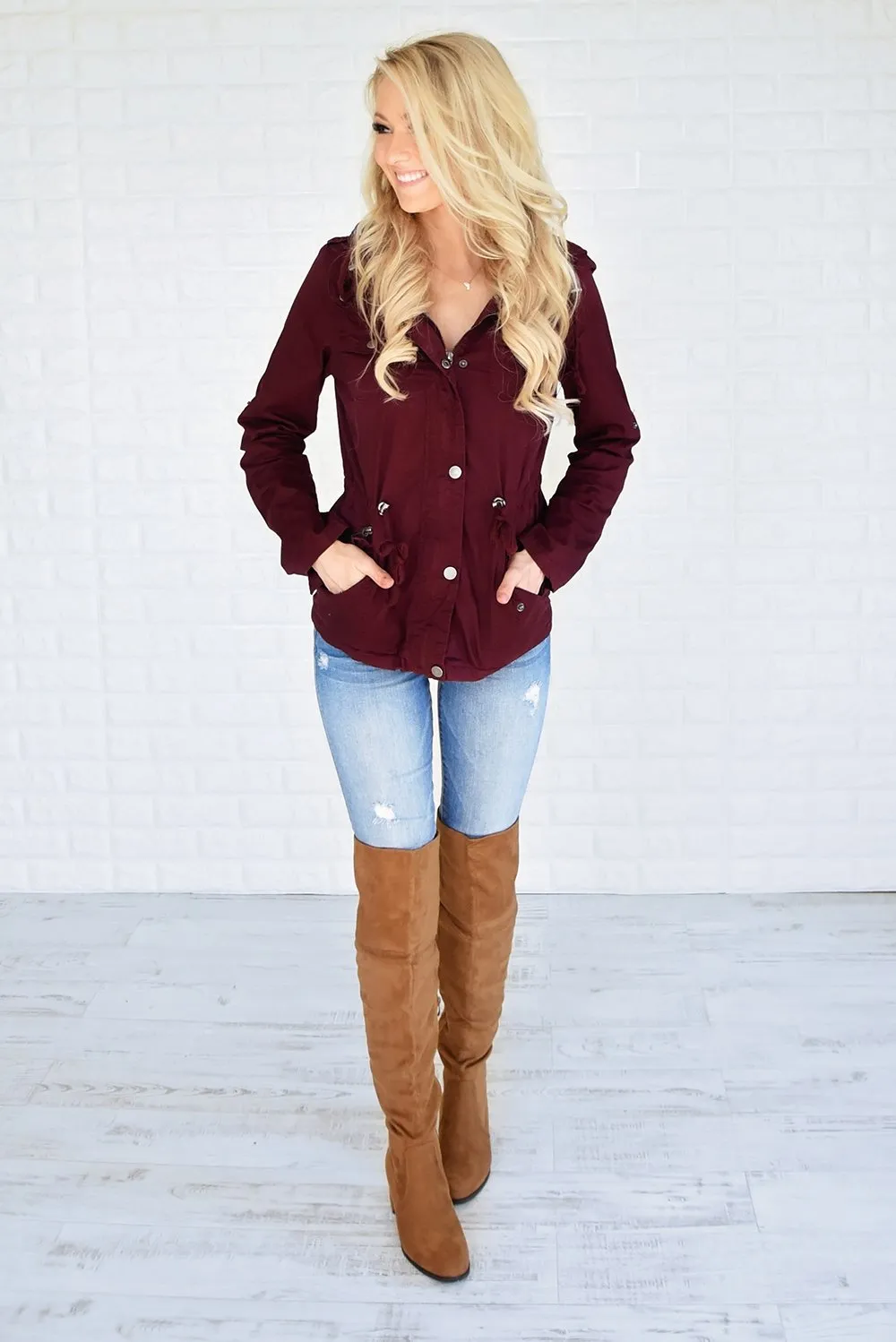 Crisp Leaves & Cool Breeze Fall Jacket ~ Burgundy