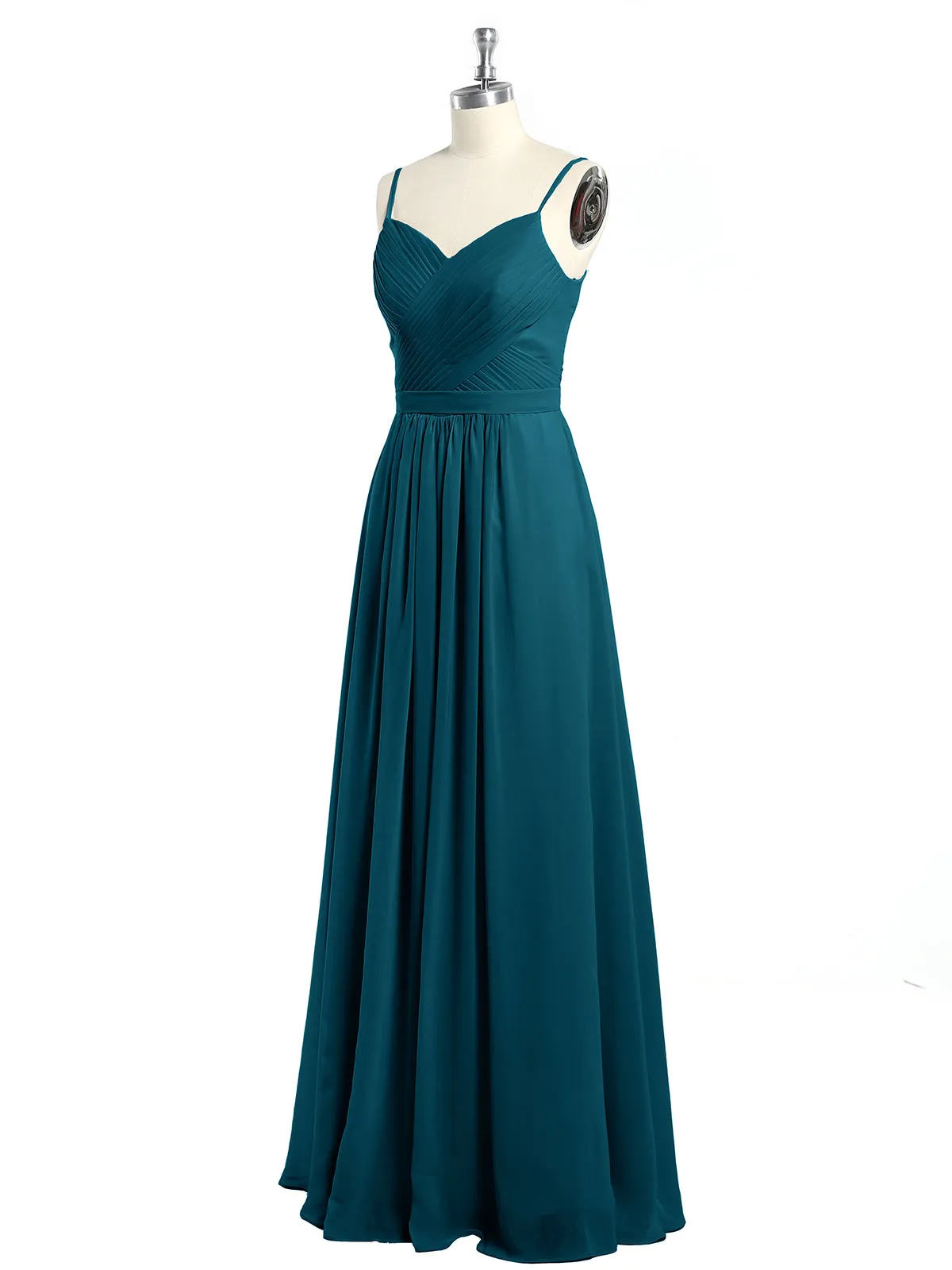 Cross Pleated Bodice Spaghetti Strap Dresses Ink Blue Plus Size