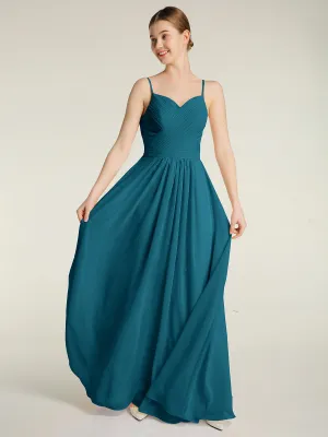 Cross Pleated Bodice Spaghetti Strap Dresses Ink Blue Plus Size